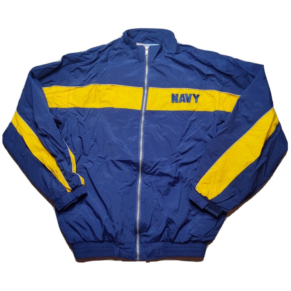 ROTHCO US NAVY Men Small Blue Yellow USPT Gear Nylon Warm‎ Up Track Jacket